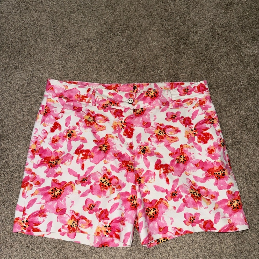 Isaac Mizrahi Pink Floral Cotton Bermuda Shorts